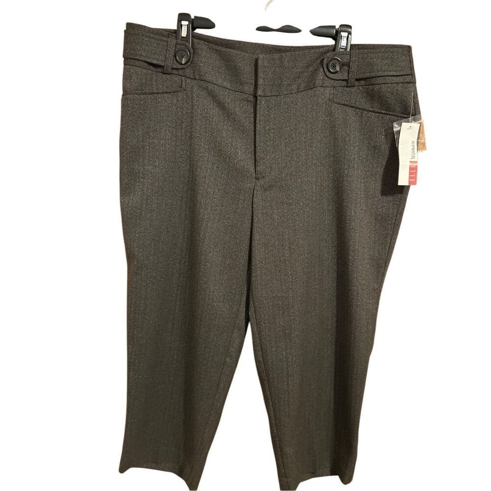 Elle Woman Women’s Size 16W Brown Tweed Dress Cropped Capri Pants NEW